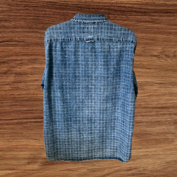 Flag & Anthem 100% Cotton Pre Washed Pre Faded Denim Long Sleeve Button Down - Picture 3 of 9